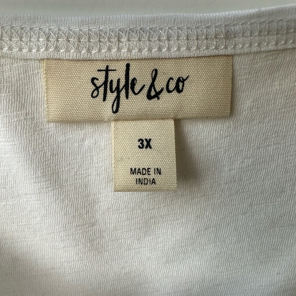Style & Co Handkerchief Hem Slub Jersey Knit Plus Tank Top - White 3X - Picture 4 of 5